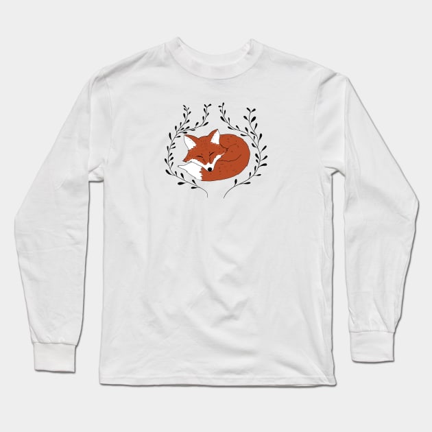 Sleeping fox Long Sleeve T-Shirt by WhiteRave